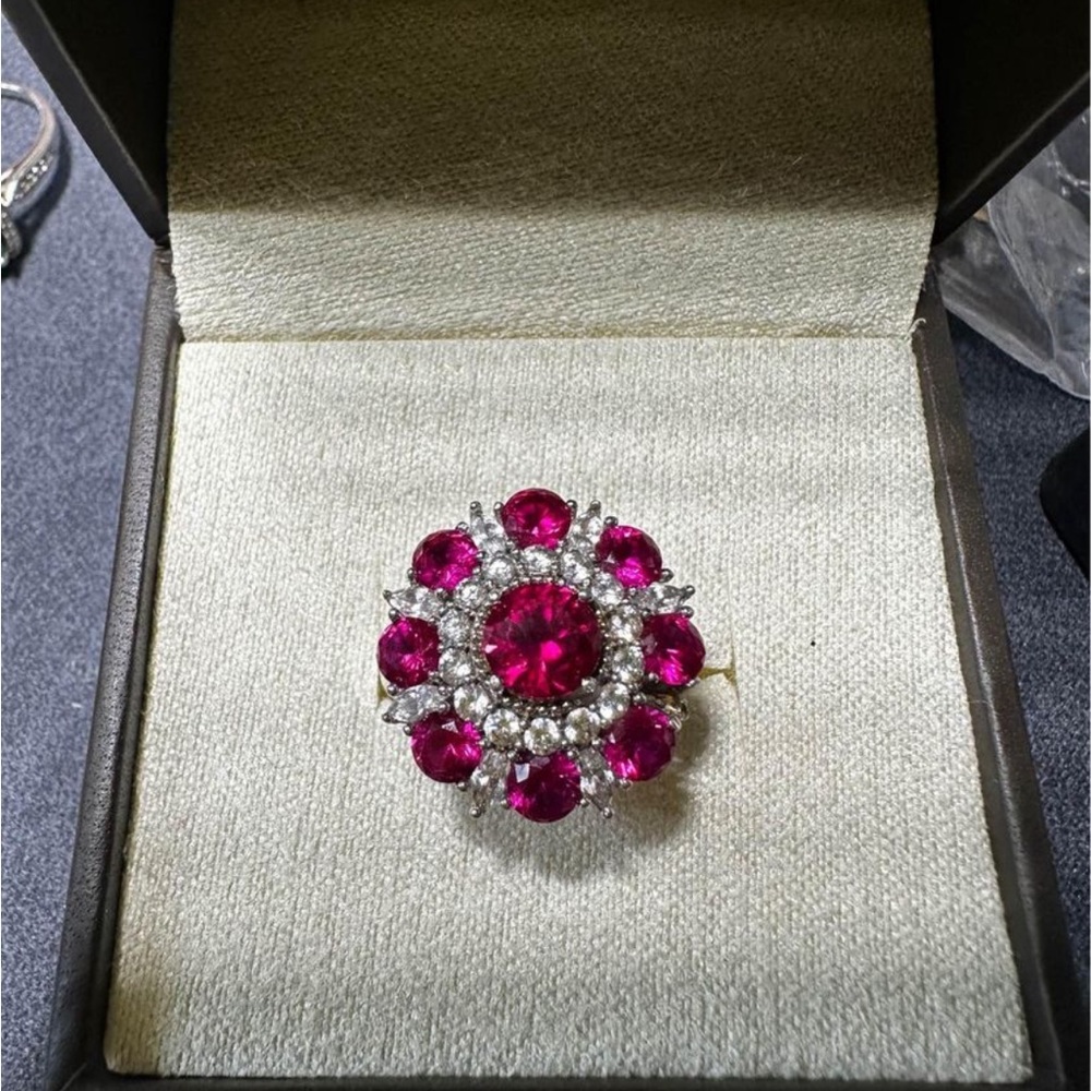 Sterling Silver 925 Ring And Lab Ruby - image 1